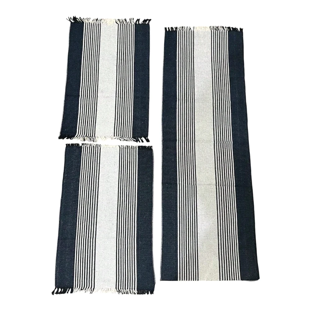 Conjunto Gourmet Velanza Chevron Grafite & Marfim - Tecelagem Geométrica de Luxo